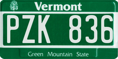 VT license plate PZK836
