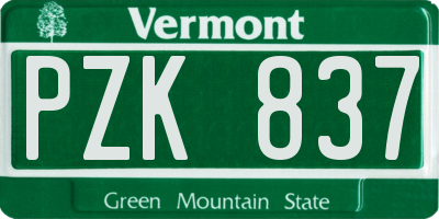 VT license plate PZK837