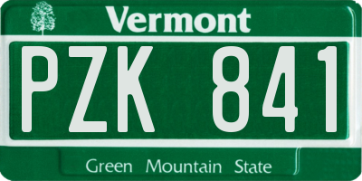 VT license plate PZK841
