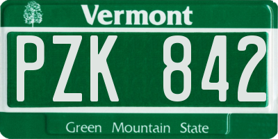VT license plate PZK842