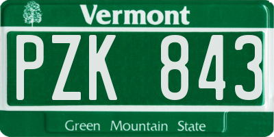 VT license plate PZK843