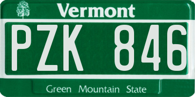 VT license plate PZK846