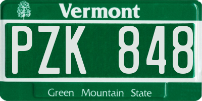 VT license plate PZK848