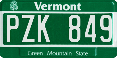 VT license plate PZK849