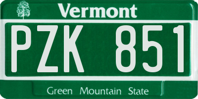 VT license plate PZK851