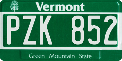 VT license plate PZK852