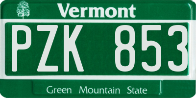 VT license plate PZK853