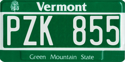 VT license plate PZK855