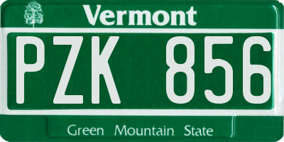 VT license plate PZK856