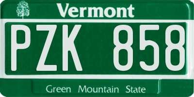 VT license plate PZK858