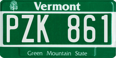 VT license plate PZK861