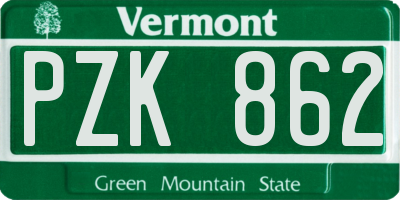 VT license plate PZK862