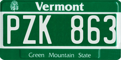 VT license plate PZK863