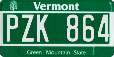 VT license plate PZK864
