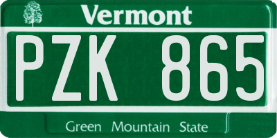 VT license plate PZK865