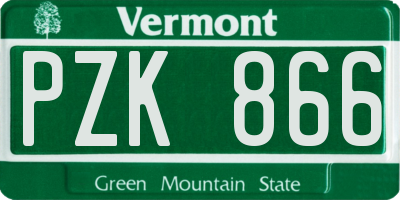 VT license plate PZK866