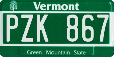 VT license plate PZK867