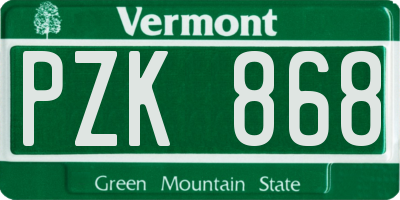 VT license plate PZK868