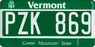 VT license plate PZK869