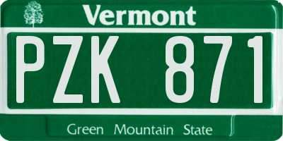 VT license plate PZK871