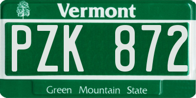 VT license plate PZK872