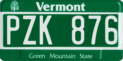 VT license plate PZK876