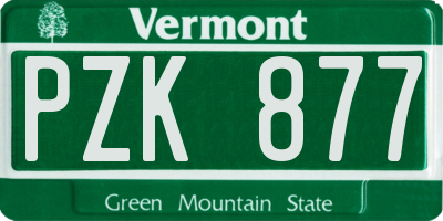 VT license plate PZK877