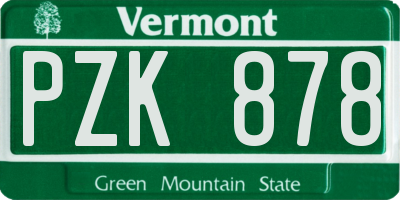 VT license plate PZK878