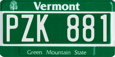 VT license plate PZK881