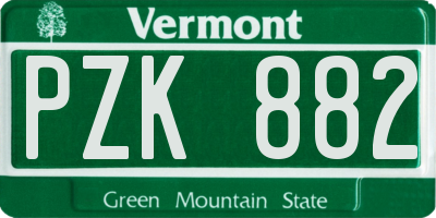 VT license plate PZK882