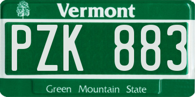 VT license plate PZK883