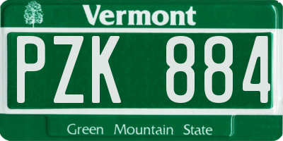 VT license plate PZK884