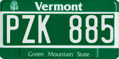 VT license plate PZK885