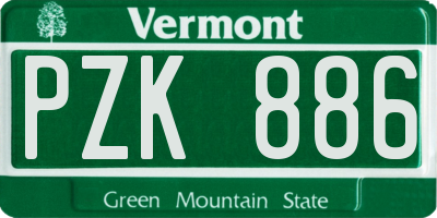 VT license plate PZK886