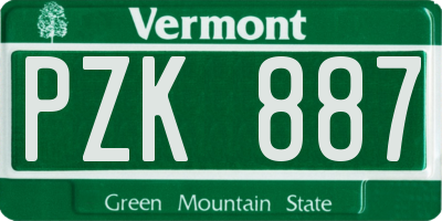 VT license plate PZK887