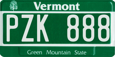VT license plate PZK888