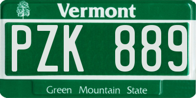 VT license plate PZK889