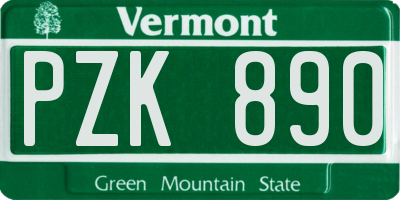 VT license plate PZK890