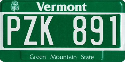VT license plate PZK891