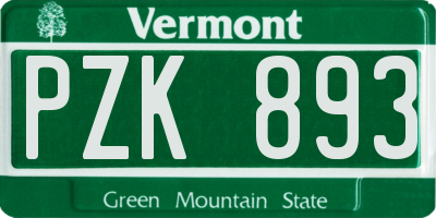 VT license plate PZK893