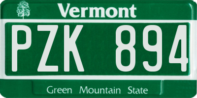VT license plate PZK894