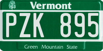 VT license plate PZK895