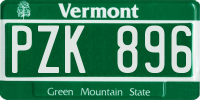 VT license plate PZK896
