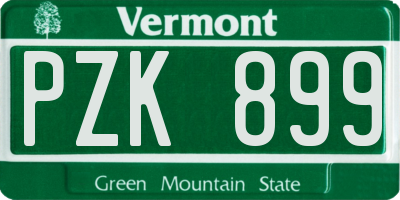 VT license plate PZK899