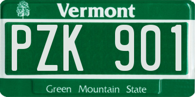 VT license plate PZK901