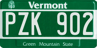 VT license plate PZK902