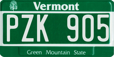 VT license plate PZK905