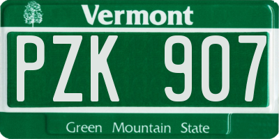 VT license plate PZK907