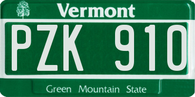 VT license plate PZK910