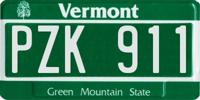 VT license plate PZK911